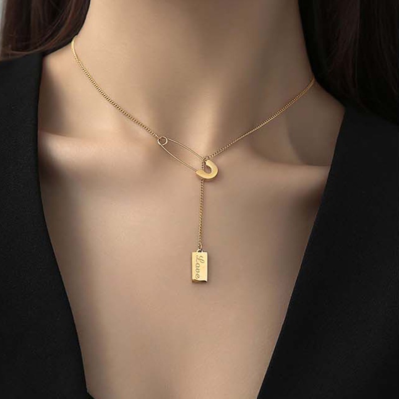 2022 Kalung Bahan Stainless Steel 18K Gold Gaya Korea Untuk Wanita