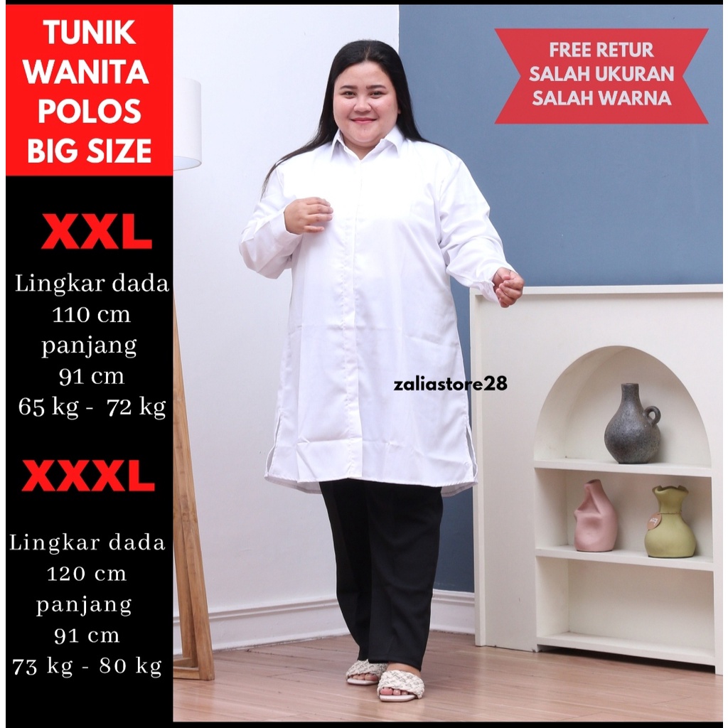 Tunik over size Ld 110 cm &amp; 120 cm / Tunik polos jumbo