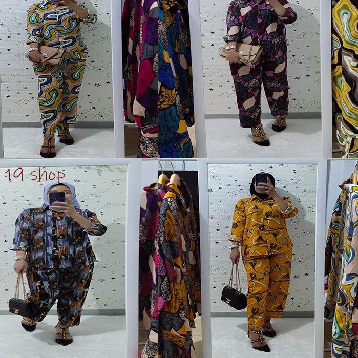 ♞ OBRAL One Set Kemeja Piyama Lengan Panjang Rayon Premium ☋