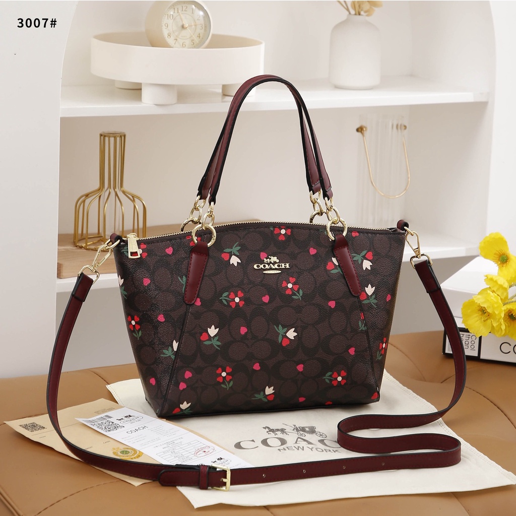 COA Satchel With Dreamy Land Floral Print and Signature Canvas 3007