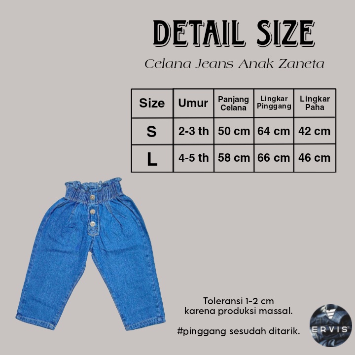 ZANETA /celana jeans anak perempuan USIA 2-5 TAHUN