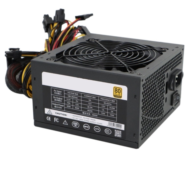 Zzz Rated-600W PSU 24Pin ATX 12V Full Modular Miner Sumber Listrik Komputer Desktop