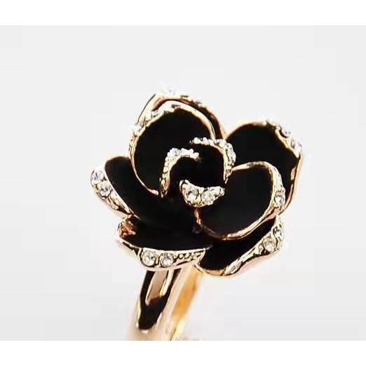 Cincin Rose Bunga Zircon Wanita Model Jepang Terbaru