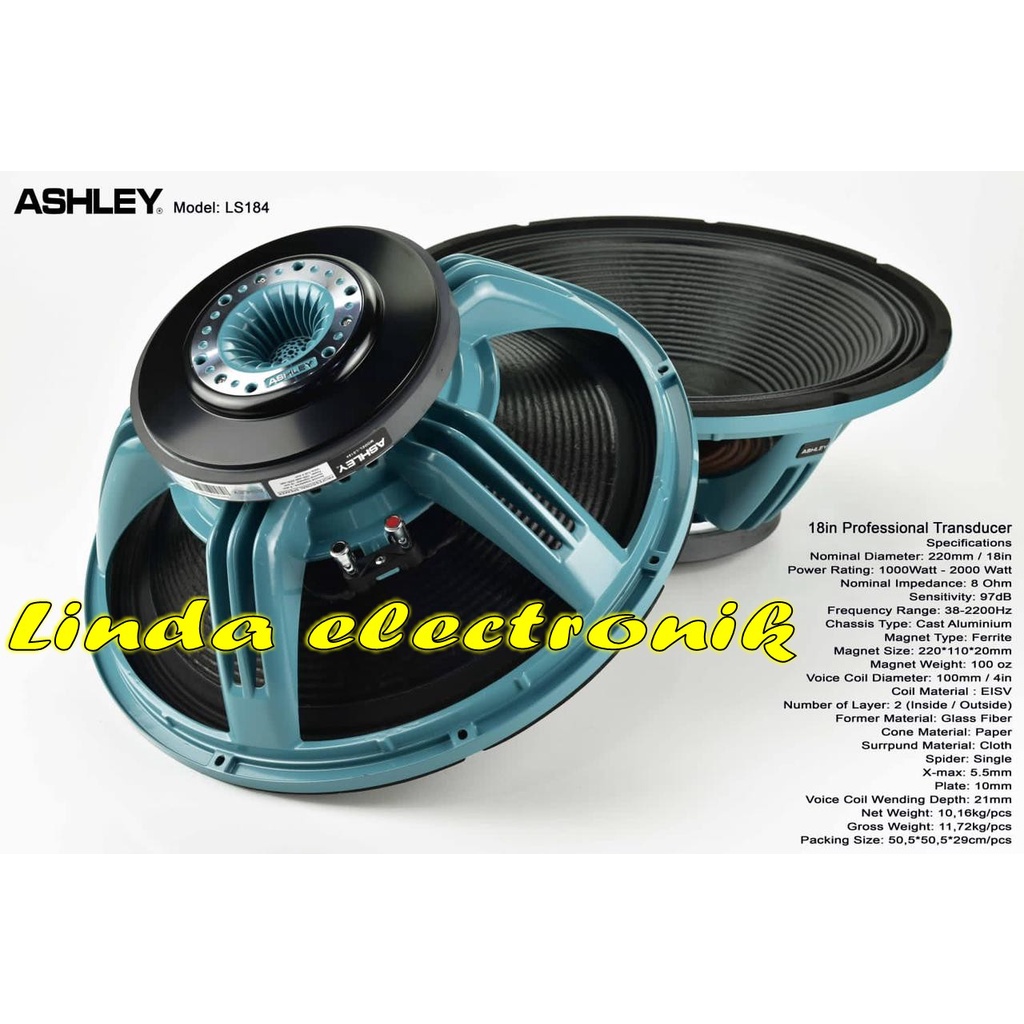Speaker Komponen Tranducer ashley ls 184 / ls184 ORIGINAL 18 inch