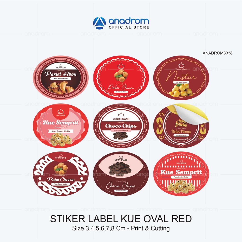 Stiker Label Kue Oval Red | Sticker Label Kue Kering | Anadrom 3338