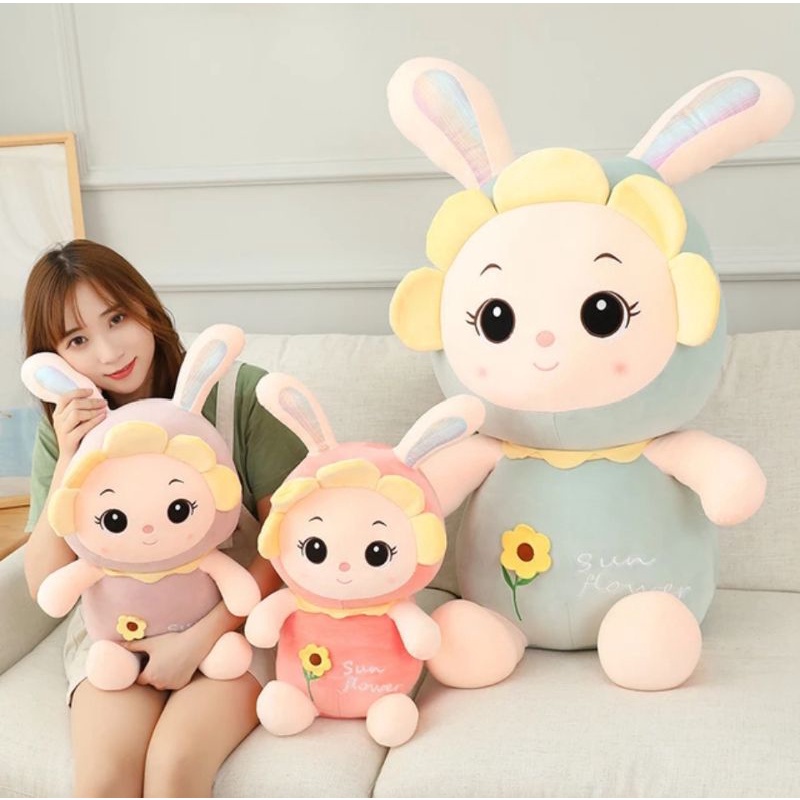 Mainan anak karakter lucu Boneka Rabbit Kelinci Bunga Matahari Ukuran 30cm Bahan Plush Boneka Rabbit Sun Flower Size 30cm