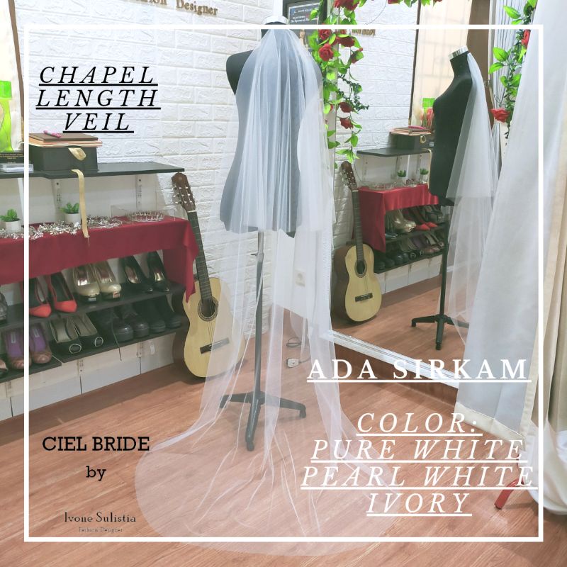 chapel length glitter wedding veil