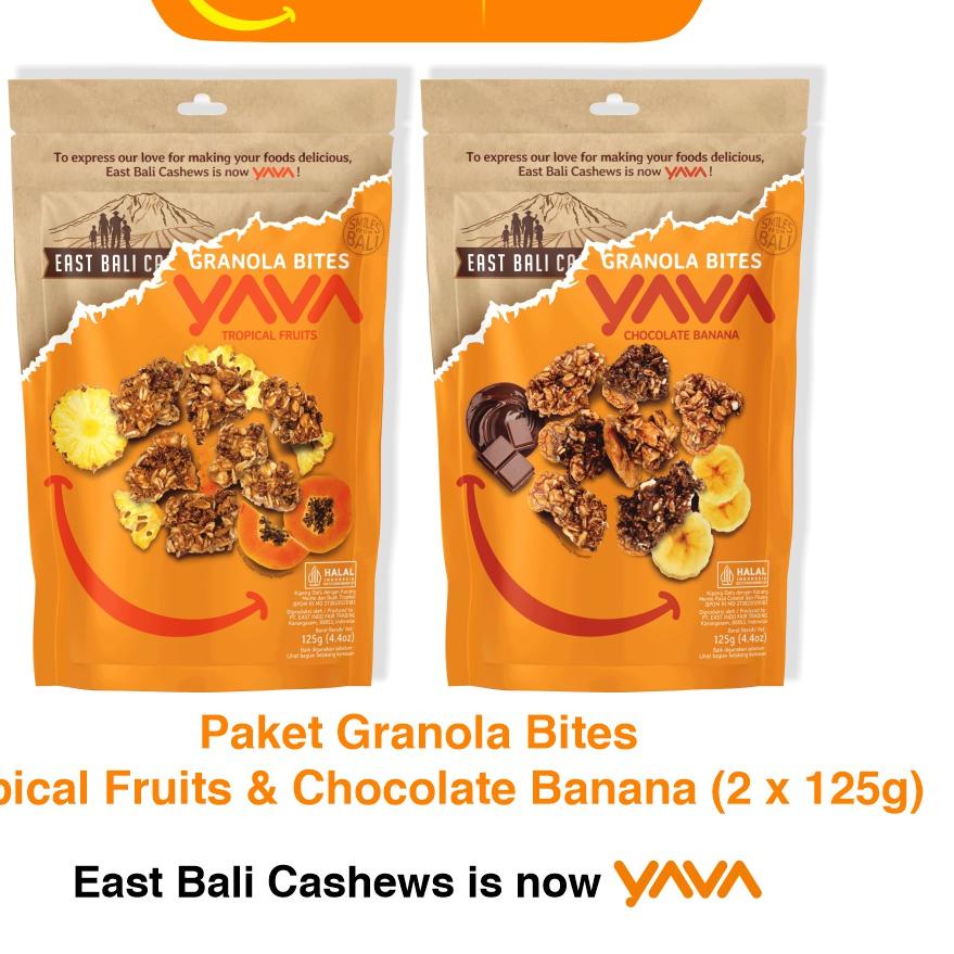 

➻ YAVA Paket Granola Bites Tropical Fruits & Chocolate Banana (2 x 125g) ◘