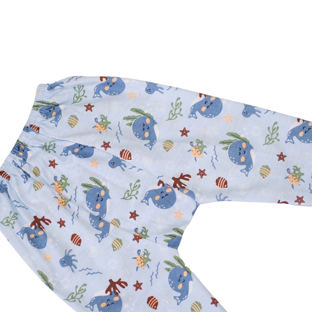 SETELAN PANJANG BAYI/ANAK MOTIF WHALE TIMBUL FULL PRINT (SETELAN BAJU PANJANG BABY/KIDS)