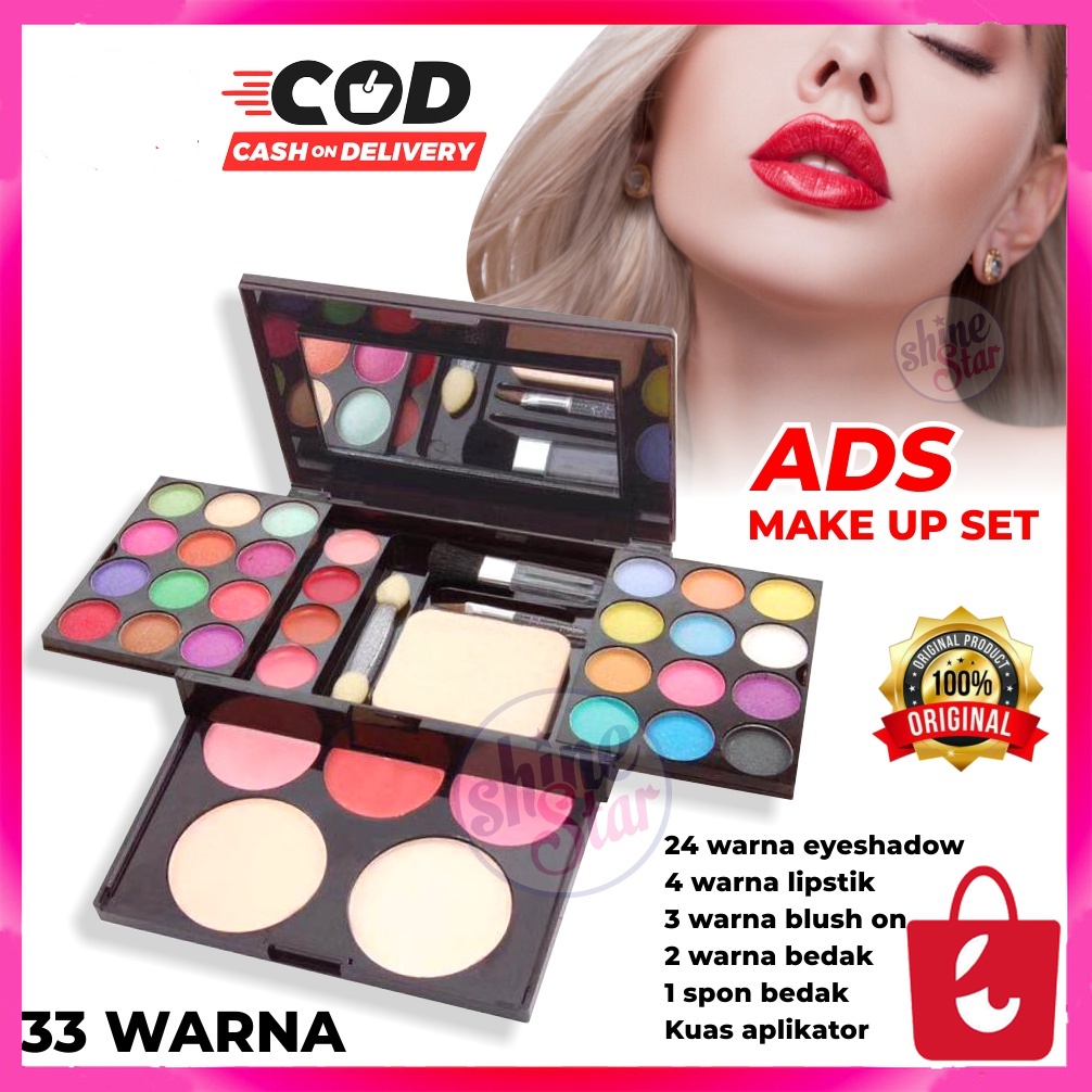 Eyeshadow ADS Set 33 Warna Lengkap Palette Make Up Kit - Eyeshadow Palette / ADS Eyeshadow Fashion Makeup Kit / Eyeshadow Palette lengkap