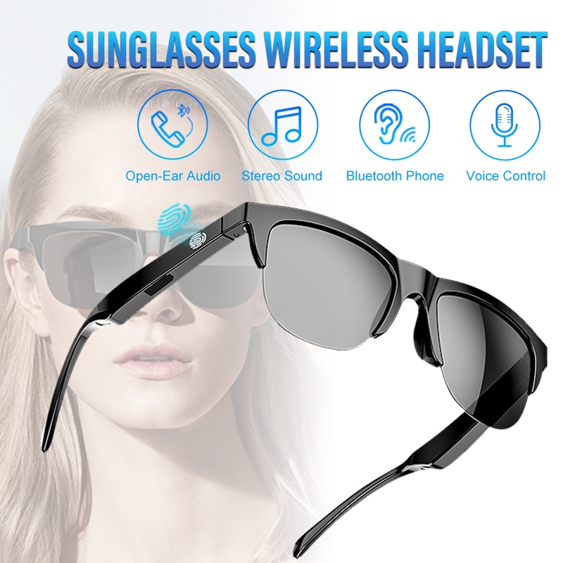 [COD] Smart Glasses Wireless Eearphone Sunglasses Outdoor Smart Sport Bluetooth Headphone MP3 Sunglasses - T76