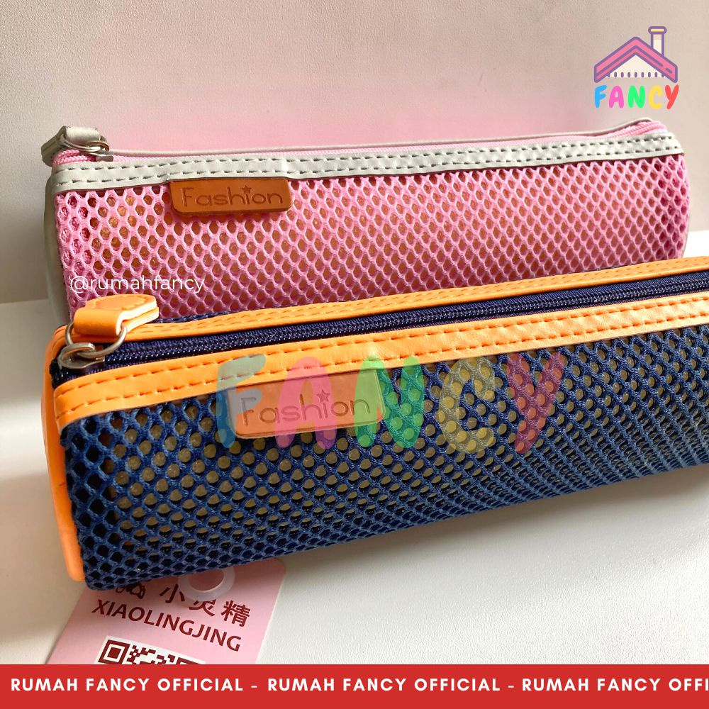 

Tempat Pensil Bulat Tabung / Kotak Pensil Jaring + Resleting / Kotak Pensil Fashion Unik Simple Elegan