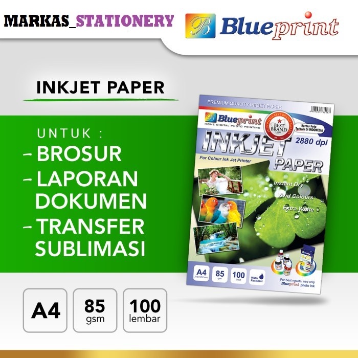 

Kertas Matte , Inkjet Photo Paper BLUEPRINT A4 85 gsm Isi 100 lembar