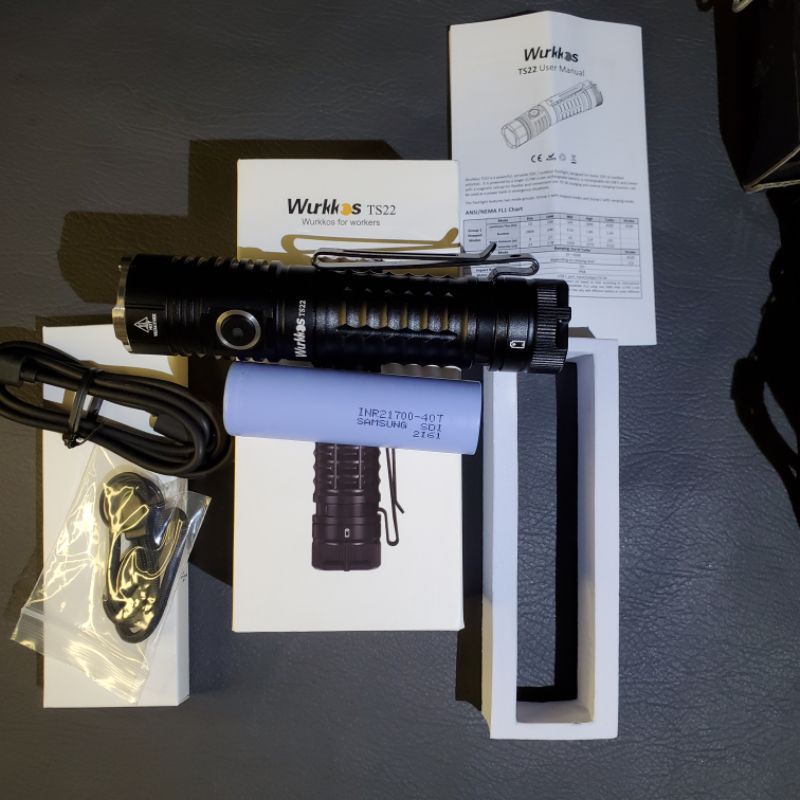 Original Wurkkos TS22 XHP70B 4500 lumens dengan baterai 40T senter super terang