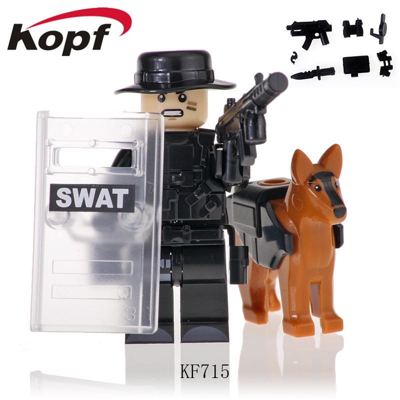 Blok Bangunan Khusus Polisi Minifigures Police Team Dog Mini Angka Mainan Rakitan Anak Hadiah Ulang Tahun