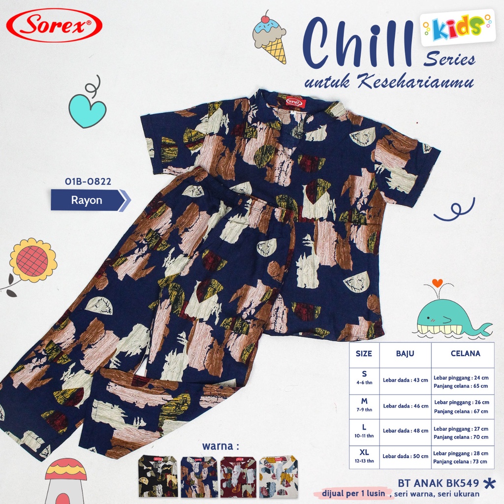 Sorex Kids Baju Tidur Anak perempuan 1 Set Atasan + Celana Pendek Chill Series Piyama