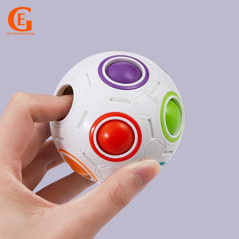 Rainbow Ball Cube Mainan Penghilang Stress Anak Bola Pencet Latihan Berpikir Belajar Awal Fidget Toys