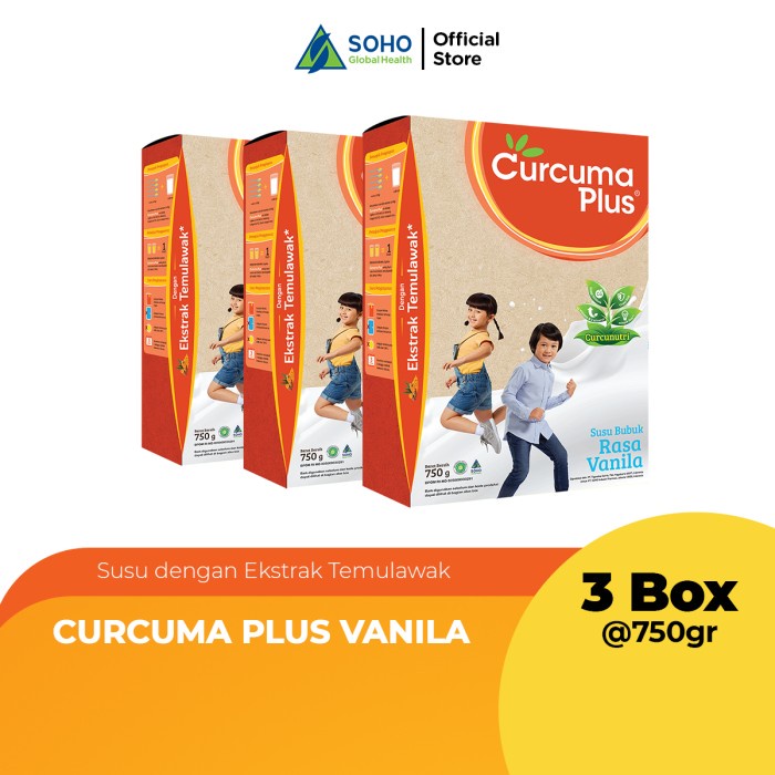 

[ COD ] Curcuma Plus Susu Bubuk Ekstrak Temulawak Vanilla 750g - Pack Of 3 Box