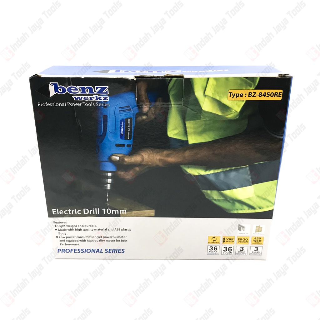 BENZ BZ-8450 RE Mesin Bor Besi Kayu 10 mm Variable Speed Electric Drill