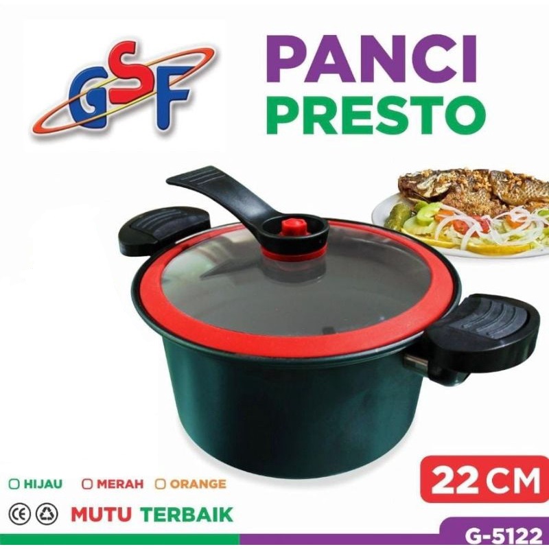 Panci Presto Alumunium GSF-5222  + steamer  anti lengket / GSF-5122 / Panci presto G-5324 (24cm)