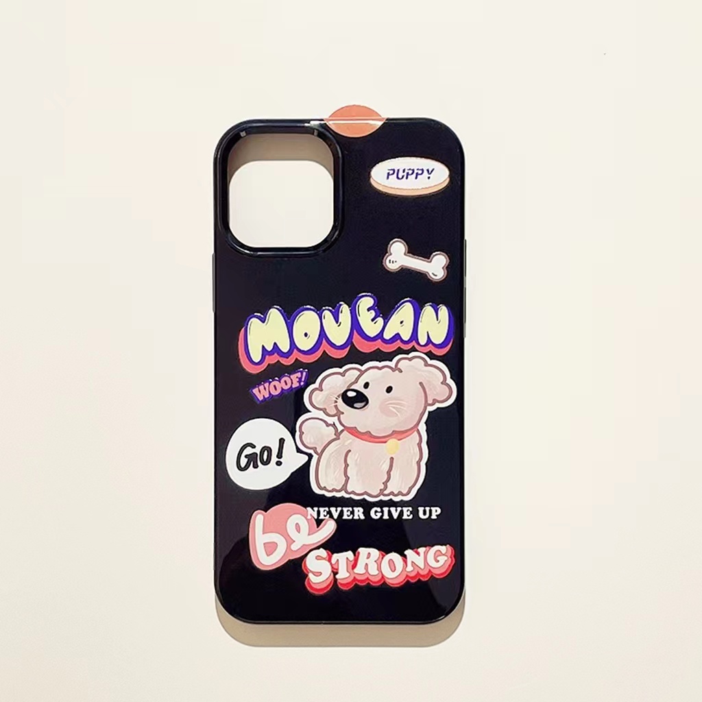 IPHONE Ins Thinking Puppy Cocok Untuk Iphone14 14pro 14plus 13 13mini 13pro 13prm iPhone12 7Plus 8Plus Xr XS 13 12mini Pro Max Empat Sudut Casing Ponsel Tahan Guncangan