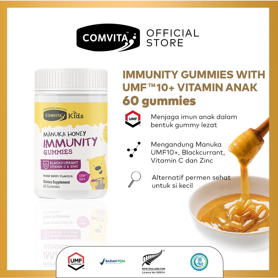 Comvita Kids Manuka Honey Immunity Gummies with UMF 10+ Vitamin Anak