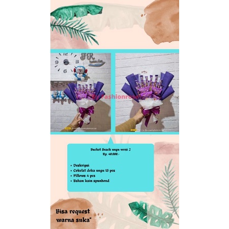 

BUCKET COKELAT UNGU BUKET SNACK PILLOWS KADO WISUDA TK SD HADIAH ULTAH