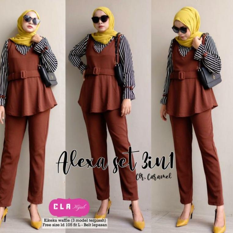 TERBAIK W99 ALEXA SET 3 IN 1 BY CLA HIJAB SOLO / BAJU KANTOR CASUAL GISELA EXLUSIVE SET INARA と