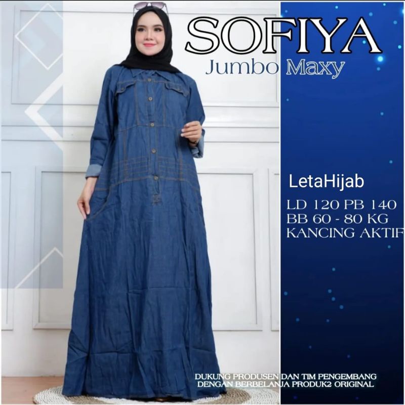 Gamis Jeans Wanita Jumbo Sofiya LD 120