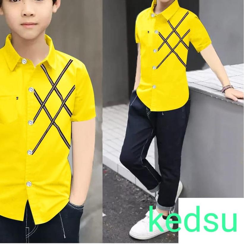 ✾ g.j.v/ hem kids NEO kemeja lengan pendek anak laki laki/baju distro anak cowok dr umur 3-12th baha