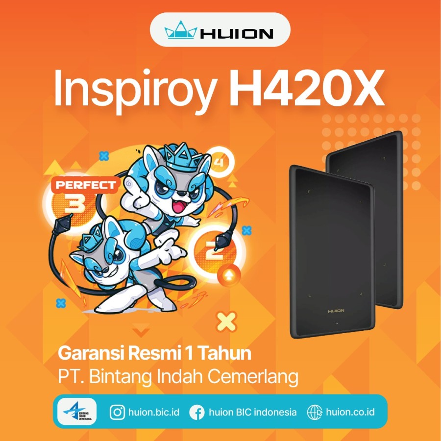 Huion Inspiroy H420X Drawing Pen Tablet garansi resmi 1 tahun