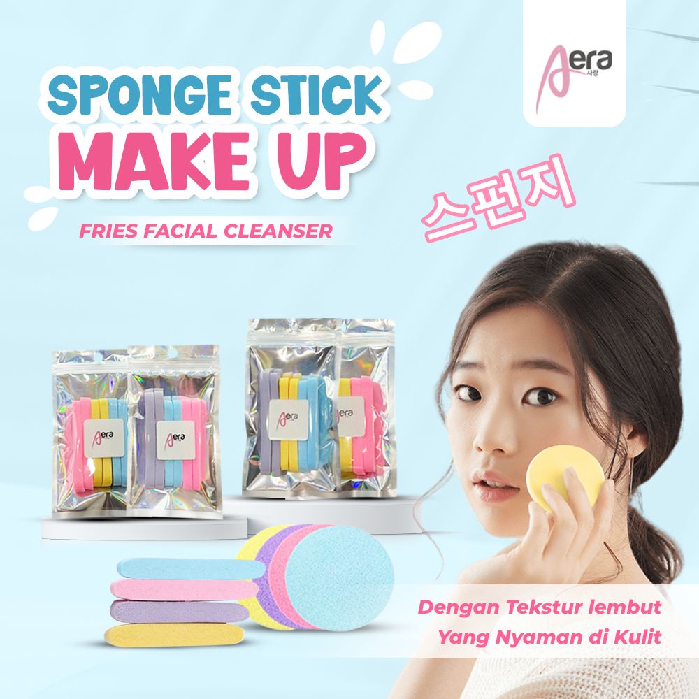 Spon Kentang - AERA Sponge Stick Fries Facial Cleanser 6pcs Compressed Facial Sponge