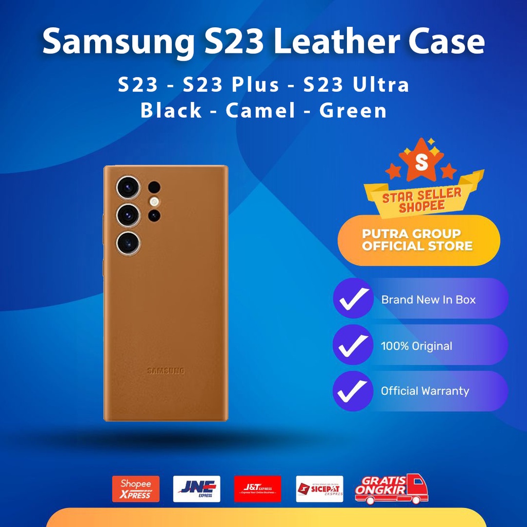 Casing Samsung Galaxy S23 S23+ S23 Ultra Leather Case Camel Green Black