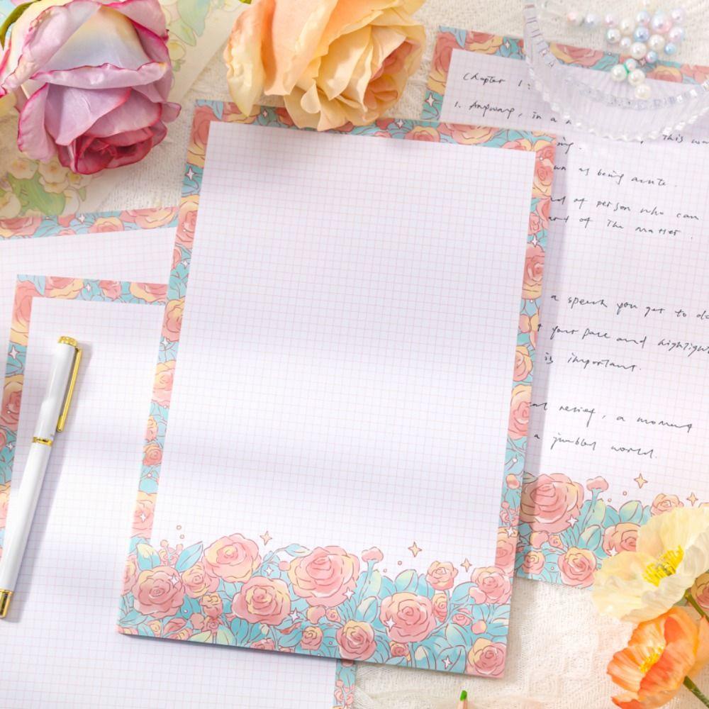 Lanfy Kertas Tulisan Kreatif Retro Scrapbooking Romantis Abadi Bunga Taman Diary Memo Pad