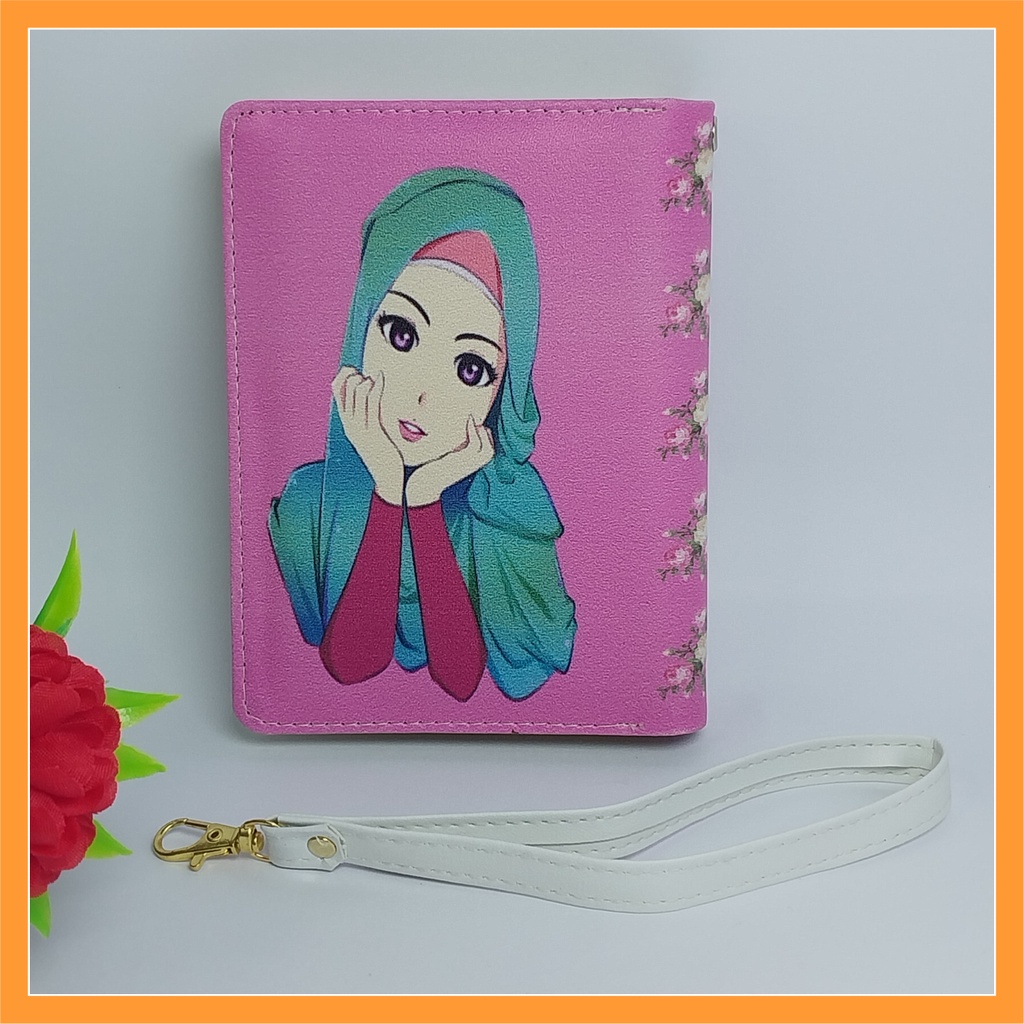 AMY. DOMPET GEMMOY, dompet lipat wanita karakter muslimah lucu bisa bayar ditempat ( COD )