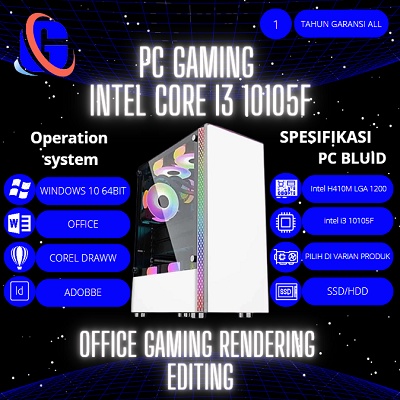 PC Rakitan Intel Core i3 10105F ( GTX 1660 6GB SUPER ) Gen 10  Siap Gaming  editing &amp; Rendering