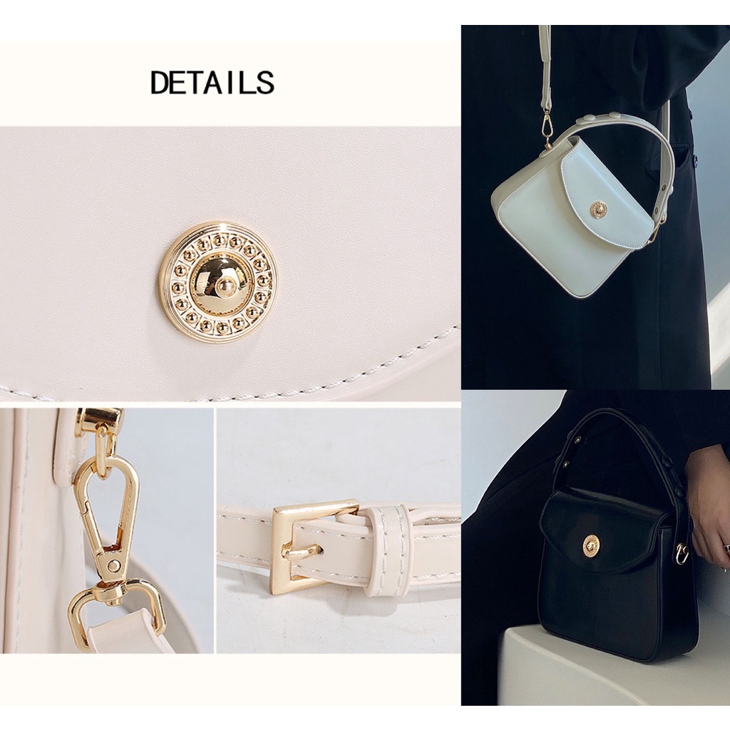 Tas Wanita Selempang Bahu cantik FT61 Kulit elegan putih hitam 16 x 6 x 18 cm Leather