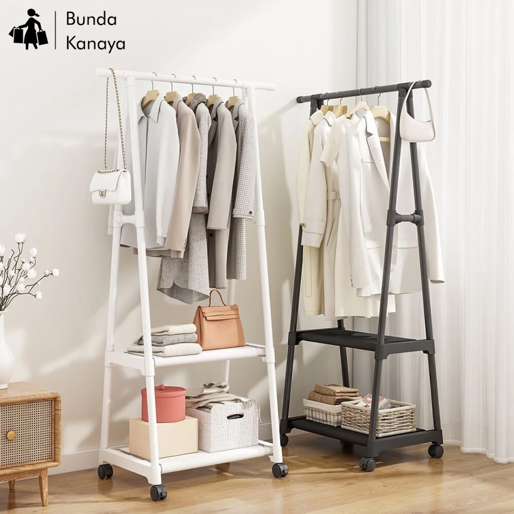 TRIANGLE STAND HANGER RAK SERBAGUNA DENGAN 4 RODA
