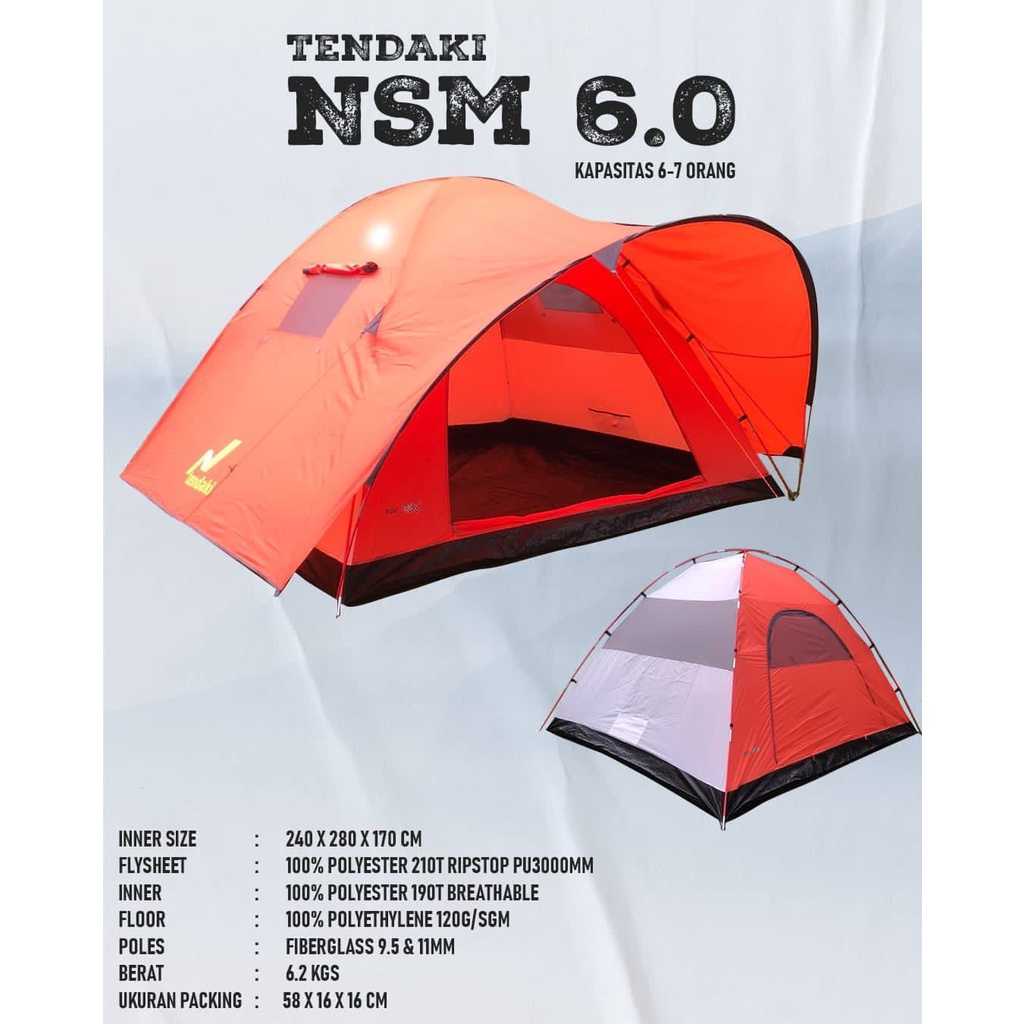 Tenda Great Outdoor NSM 6.0 GO tenda kemping kapasitas 6-7 orang