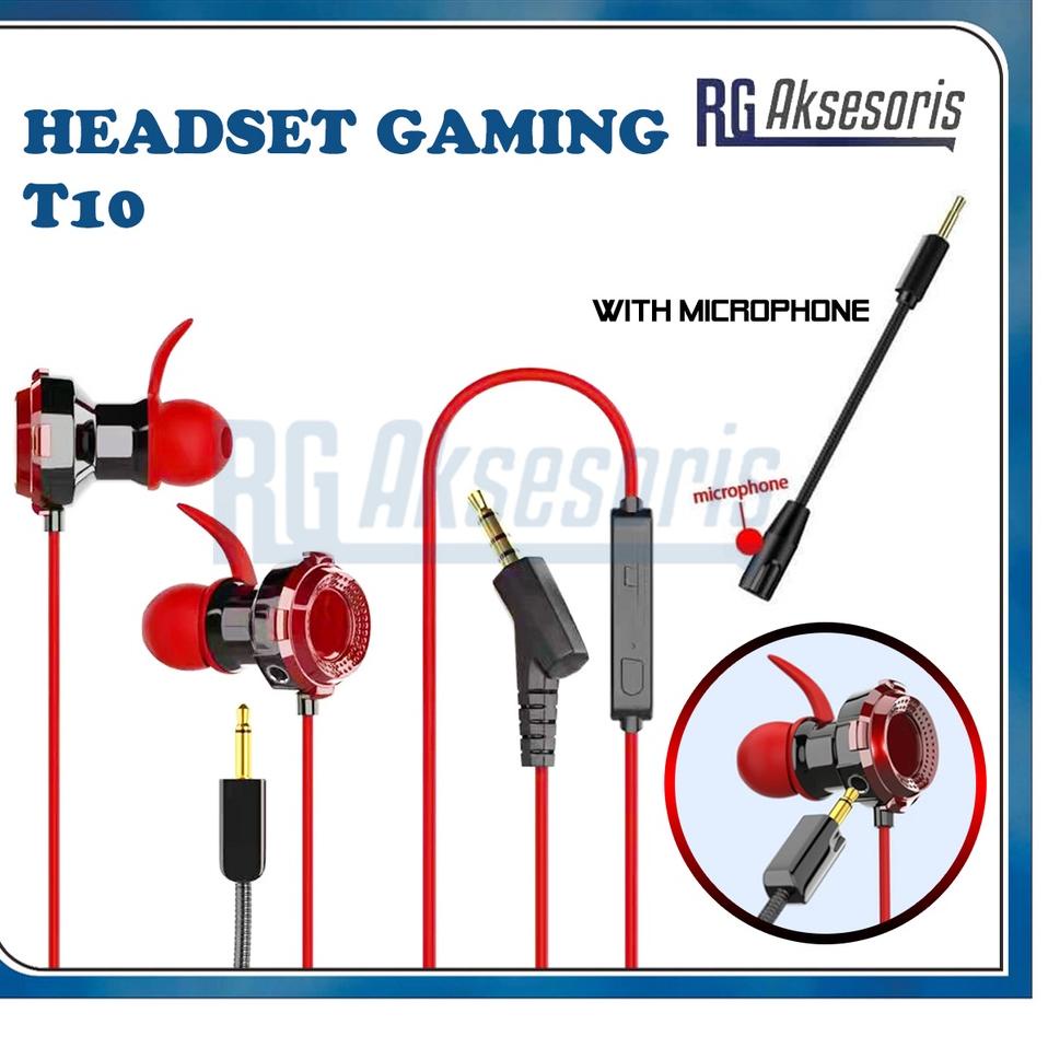 ❂ RGAKSESORIS Headset GAMING T10 / In-ear Gaming Earphone With Dual Microphone ➥