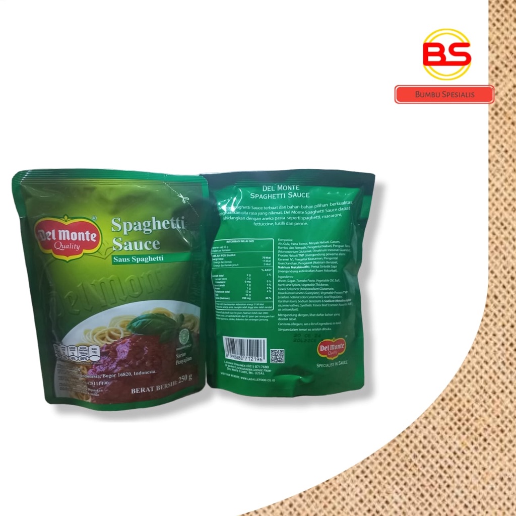 Delmonte Spaghetti Sauce / Delmonte Saus Spaghetti / Sauce Spaghetti  250gr