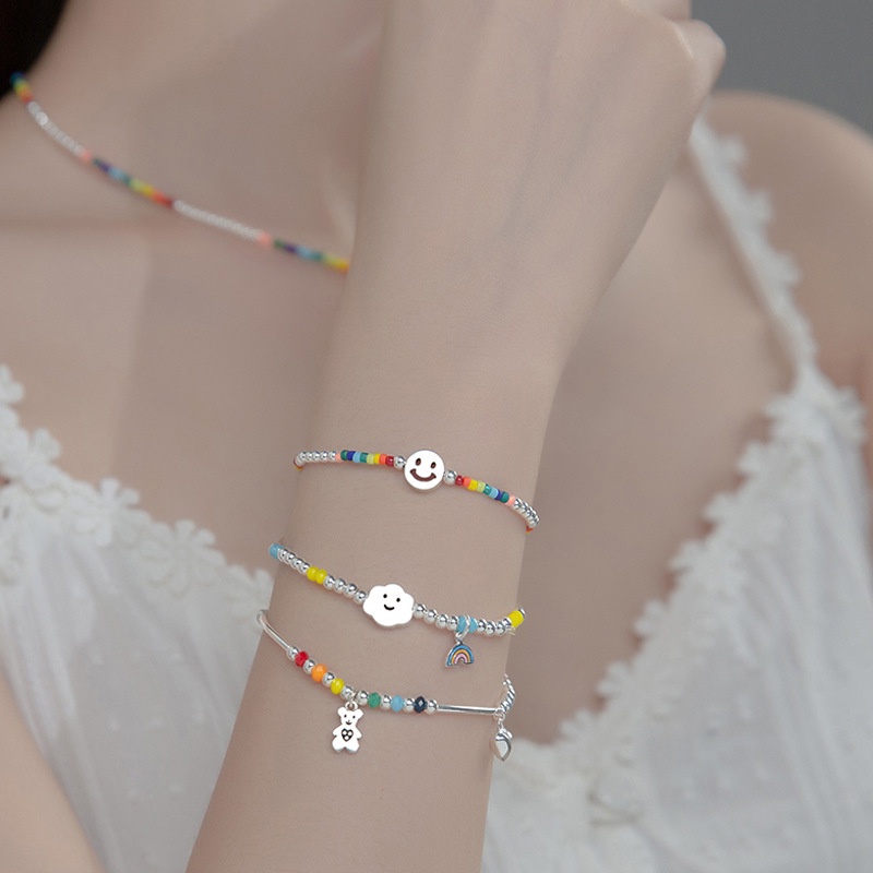 Fashion Opal Bell Beads Bracelet Mutiara Kupu-Kupu Hati Tulip Gelang Untuk Aksesoris Perhiasan Wanita