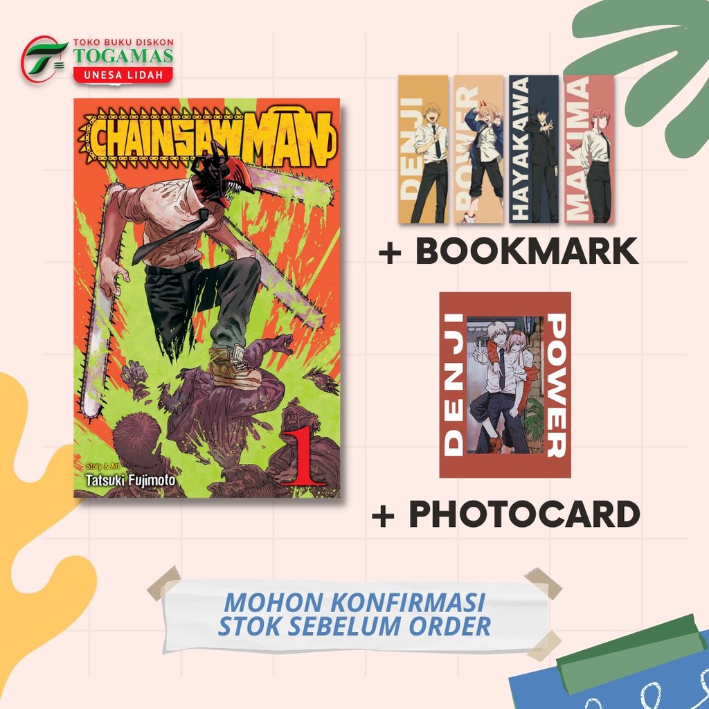 PRE ORDER! KOMIK CHAINSAW MAN 01/02/03 KARYA FUJIMOTO TATSUKI / DENJI / POWER / HAYAKAWA AKI / MAKIMA