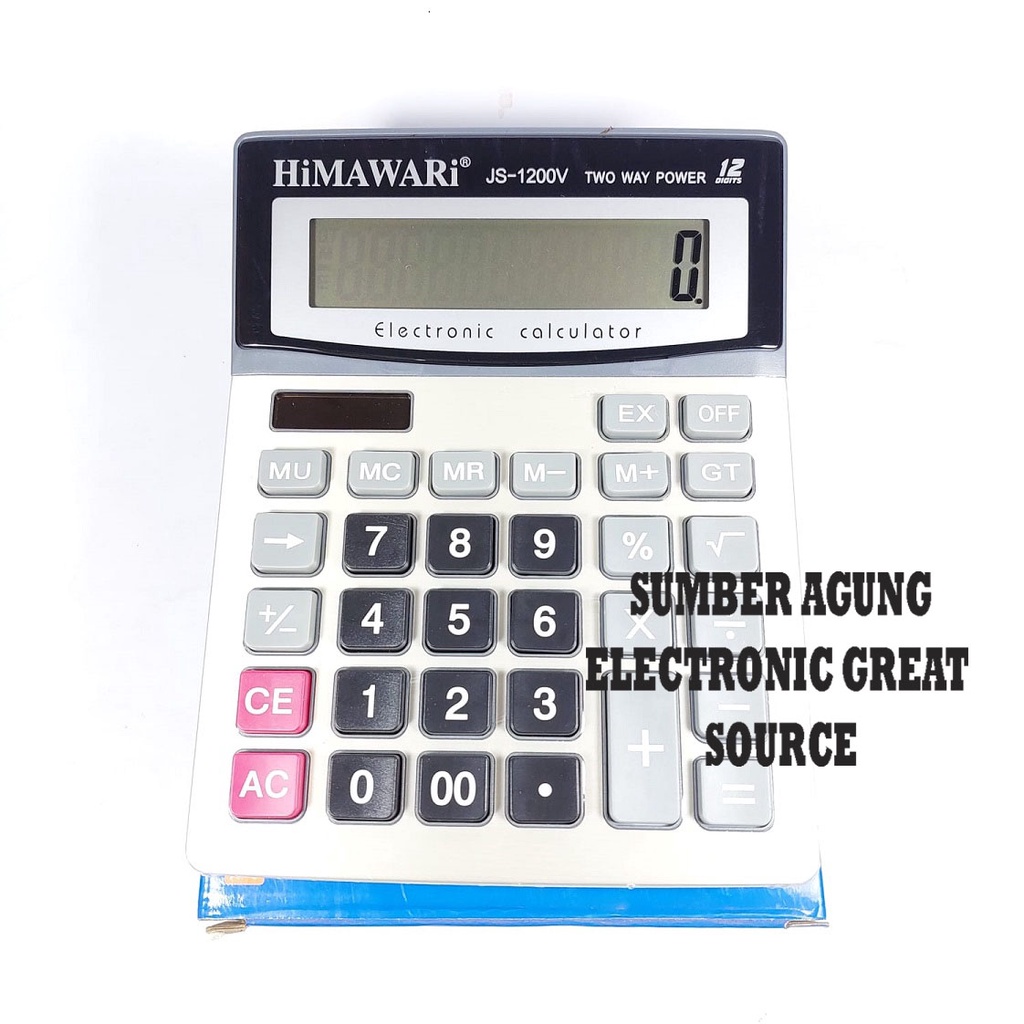 Himawari Kalkulator JS1200 1200V 12 Digit Layar Lebar Dual Power Check Correction