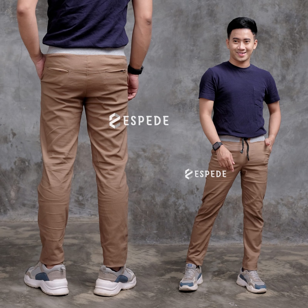 Celana Chino Panjang Pinggang Karet DIAMOND STREATCH  KUALITAS PREMIUM  (KAIN TEBAL)
