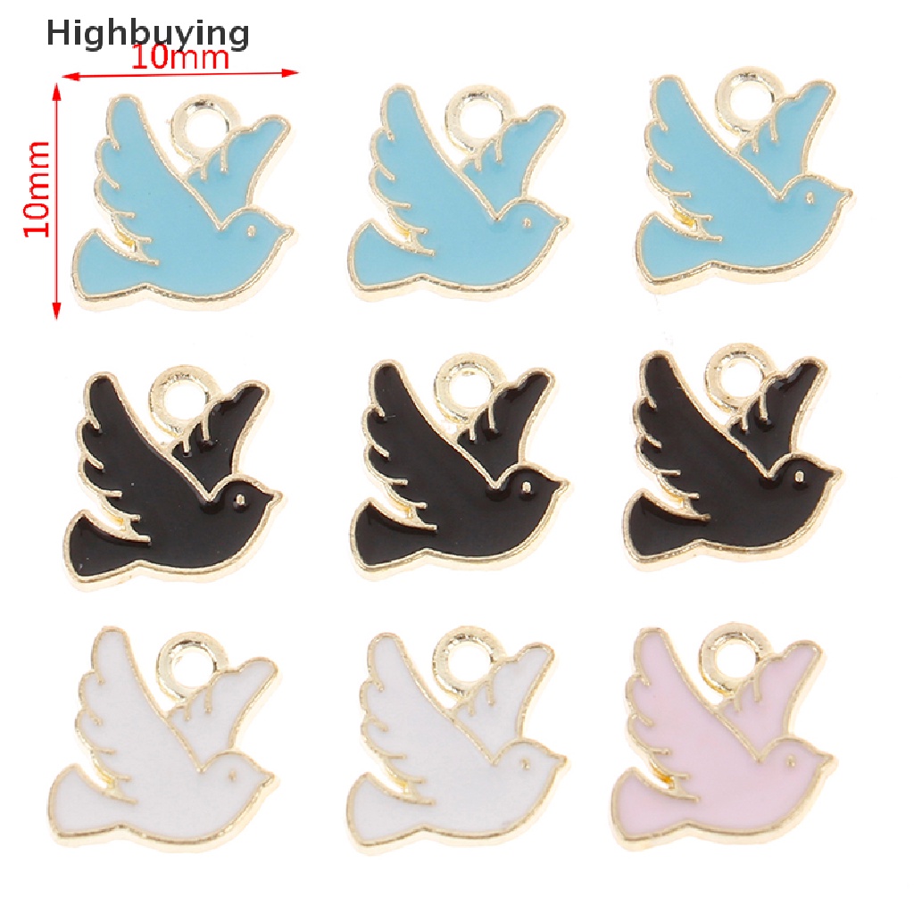 Hbid 10pcs 10 * 10mm Liontin Metal Peace Dove Untuk Aksesoris Membuat Perhiasan DIY Glory