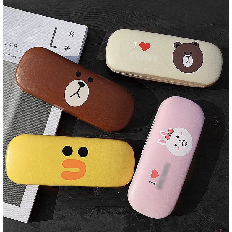 GROSIR/box Tempat Kacamata Hardcase Cepuk Magnet +Lap Microfiber Karakter Lucu CC1