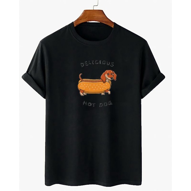 Kaos Pria Distro Baju Oblong Pria Lengan Pendek Hotdog Atasan Tshirt Lelaki Cod
