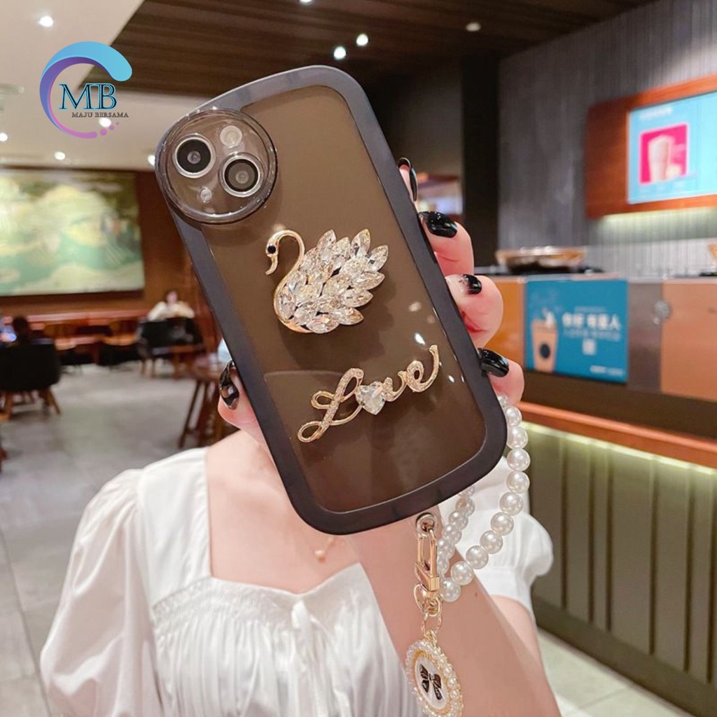 GC14 SOFTCASE OVAL DIAMOND SWAN LANYARD FOR OPPO A3S A1K A5S A7 A12 A11K A15 A15S A35 A16 A16S A17 A17K A5 A9 2020 A36 A76 A37 NEO 9 A39 A57 A52 A92 A53 A33 2020 A54 MB4343