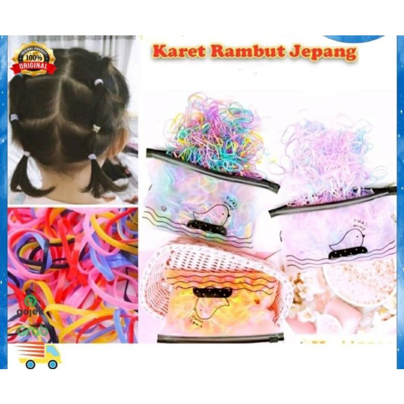 Karet Rambut Jepang Ikat Karet Rambut Anak FREE Zipper Pouch